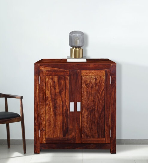 Oriel Sheesham Wood Shoe Cabinet in Scratch Resistant Honey Oak Finish