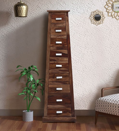 Buy Oriel Solid Wood Chest Of Drawers In Rustic Teak Finish By