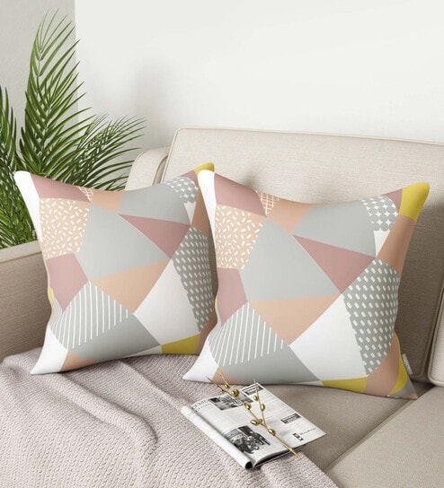 Multicolor Traditional Cotton 16 x 16 Inches Cushion Covers (Set of 2) by Petal Home