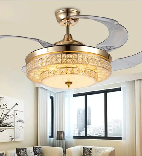 Orin Smart Fan French Gold Metal + Crystal , Google & Alexa Remote & App Control
