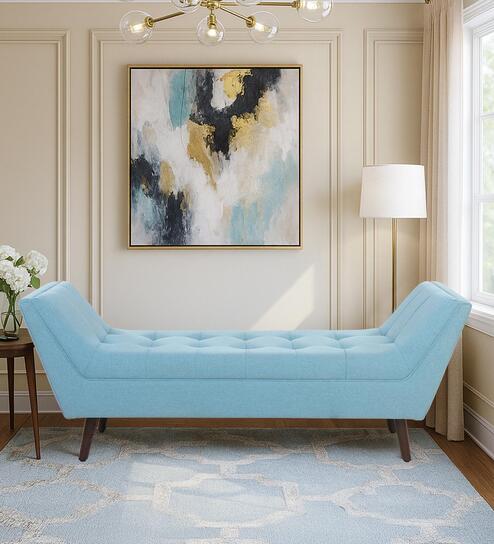 Orion Chenille Fabric Chaise Lounger In Ice Blue Color