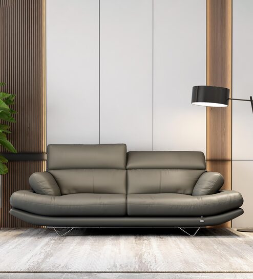 Orlando Leatherette 3 Seater Sofa In Grey Colour