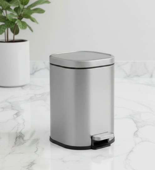Grey Metal Orlo Trash Bin