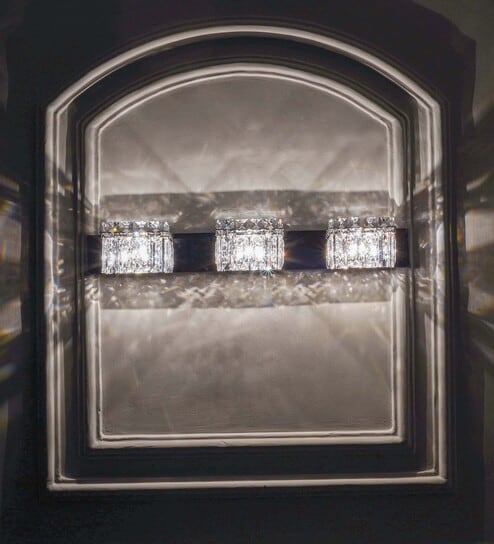 Orris Crystal Led Mirror Wall Light With Asfour Crystals Chrome Finish Modern Vanity Light For Bathroom, Bedroom & Living Room (Inbuilt 3 Led Bulbs)