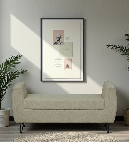 Ortiz Boucle Fabric Bench In Lunar Grey Colour