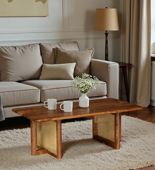 Ortrand Acacia Wood Coffee Table In Natural Finish