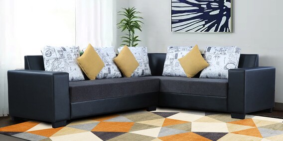 oregon corner sofa in grey black color
