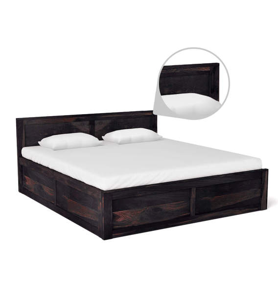 Buy Oriel Solid Wood King Size Bed with Storage in Warm Chestnut Finish
