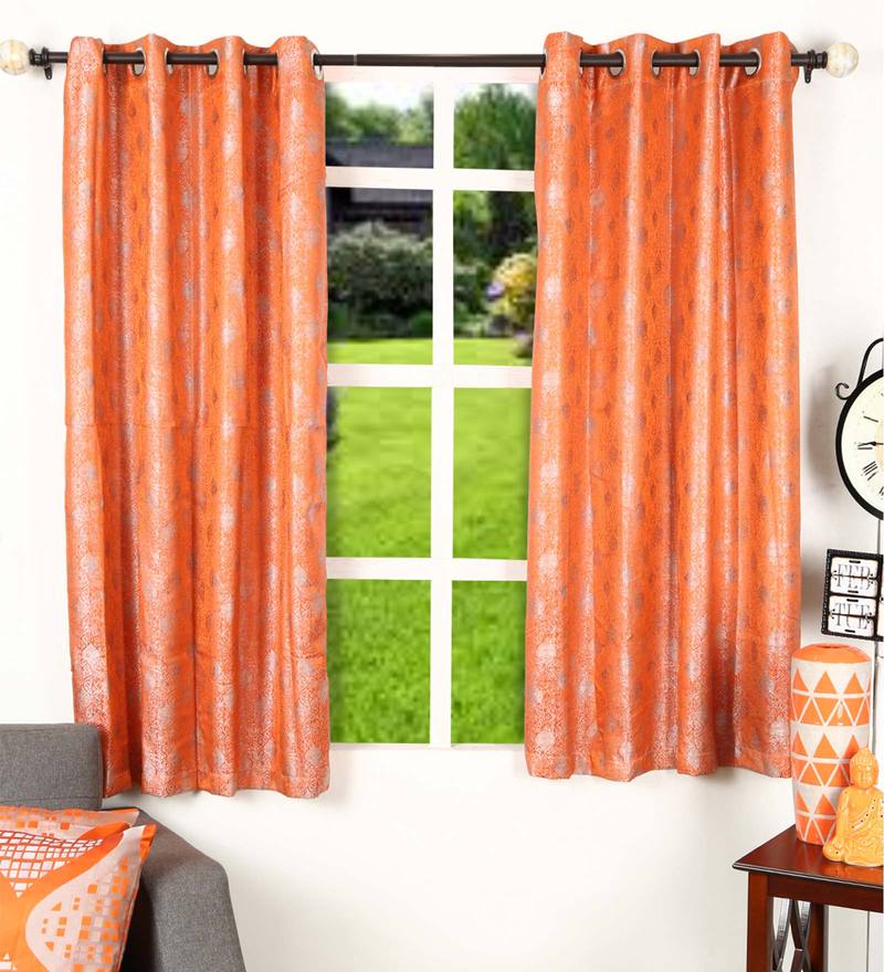 Buy Red Polyester 5 Feet California Window Curtain By Deco Window
