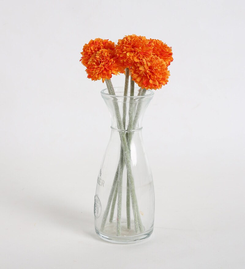 Buy Orange Fabric Artificial Chrysanthemum Flower Bunch by Fourwalls