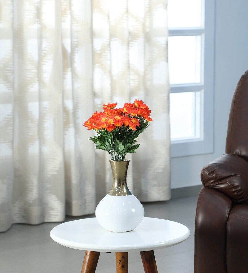 Buy Orange Fabric Artificial Daisy Flower Bunch by Fourwalls Online