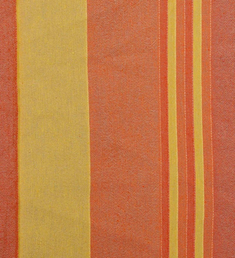 Buy Orange Cotton Striped 7ft Semisheer Eyelet 2 Pcs Door Curtains by