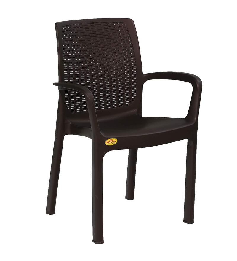 Buy Orca Plastic Chairs in Brown Finish (Set Of 2) by National Plastics