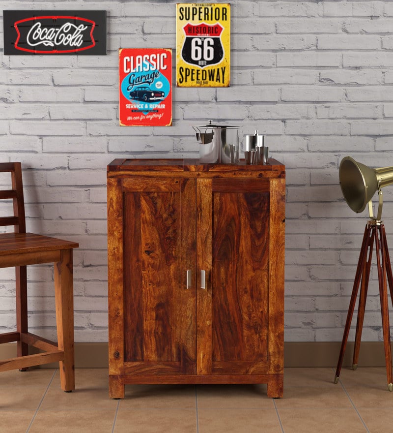 Buy Oriel Solid Wood Bar in Honey oak Finish By Woodsworth