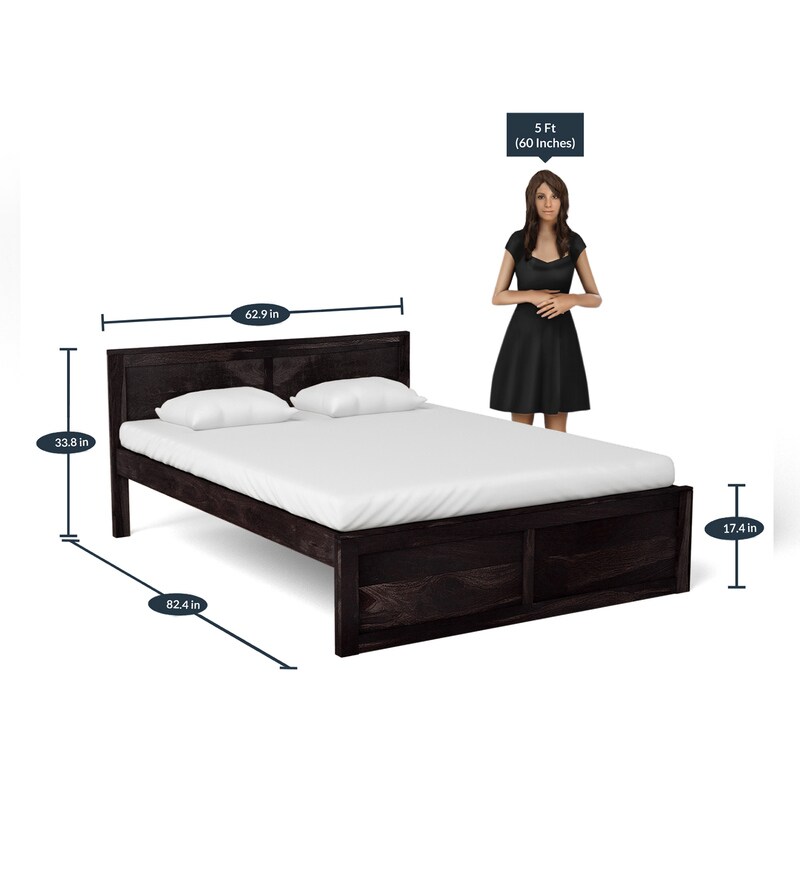 Buy Oriel Solid Wood Queen Size Bed In Warm Chestnut Finish By