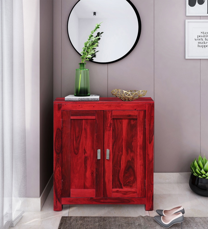 Buy Oriel Solid Wood Shoe Cabinet In Spicy Red Finish By