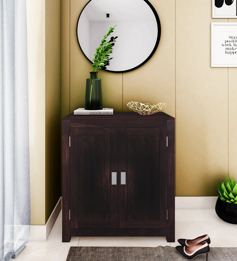 Oriel Solid Wood Shoe Cabinet In Warm Chestnut Finish By Woodsworth