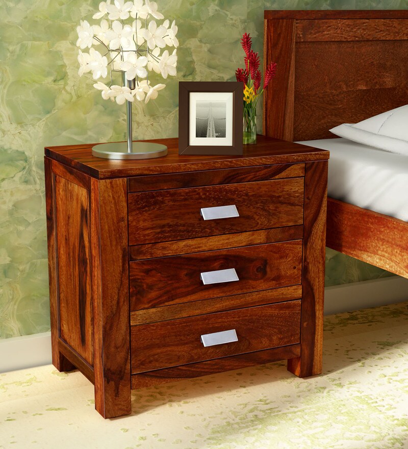Buy Oriel Solid Wood Bedside Chest In Honey Oak Finish By