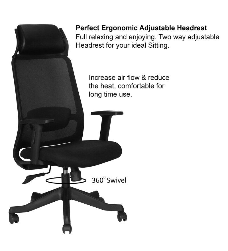 Buy Orion Breathable Mesh Ergonomic Chair in Black Colour Online