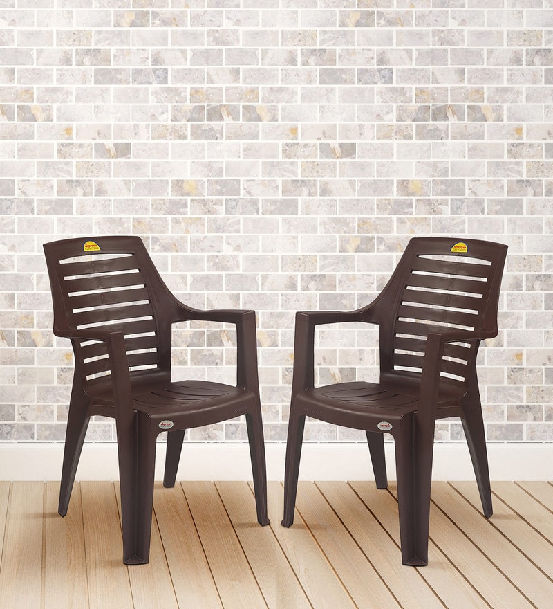 Buy Orlando Set Of 2 Plastic Chairs In Brown Colour By Supreme