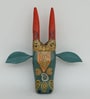 Orange & Gray Handcrafted Cow Sclupture Mango Wood Wall Mask