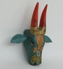 Orange & Gray Handcrafted Cow Sclupture Mango Wood Wall Mask