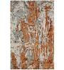 Orange & Grey Abstract Wool And Viscose 8 ft x 10 ft Hand tufted Carpet 