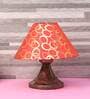 Orange & Grey Natural Fiber Shade Table Lamp With Copper Base