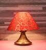 Orange & Grey Natural Fiber Shade Table Lamp With Copper Base