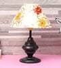 Orange & White Fabric Shade Table Lamp With Black Base