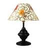Orange & White Fabric Shade Table Lamp With Black Base