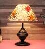 Orange & White Fabric Shade Table Lamp With Black Base