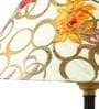 Orange & White Fabric Shade Table Lamp With Black Base