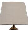 Orange & White Fabric Shade Table Lamp With Brown Base