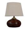 Orange & White Fabric Shade Table Lamp With Brown Base
