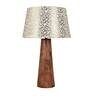 Orange & White Fabric Shade Table Lamp With Brown Base