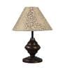 Orange & White Fabric Shade Table Lamp With Copper Base