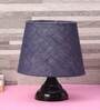 Orange & White Natural Fiber Shade Table Lamp With Black Base