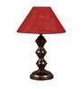 Orange & White Natural Fiber Shade Table Lamp With Copper Base