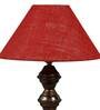Orange & White Natural Fiber Shade Table Lamp With Copper Base