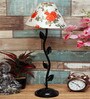 Orange & White Shade Table Lamp With Metal Base