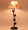 Orange & White Shade Table Lamp With Metal Base