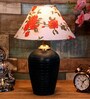 Peony Orange & White Fabric Shade Night Lamp With Teracotta Base