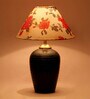 Peony Orange & White Fabric Shade Night Lamp With Teracotta Base