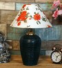 Peony Orange & White Fabric Shade Night Lamp With Teracotta Base