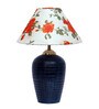 Peony Orange & White Fabric Shade Night Lamp With Teracotta Base