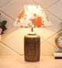 Orange & White Shade Table Lamp With Antique Terracotta Base