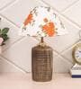 Orange & White Shade Table Lamp With Antique Terracotta Base
