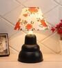 Orange & White Shade Table lamp With Black Base