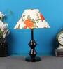 Orange & White Shade Table Lamp With Black Metal Base